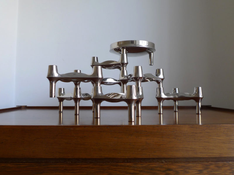 mid-century stackable / modular candle holders designed by Fritz Nagel & Ceasar Stoffi and produced by BMF of Germany