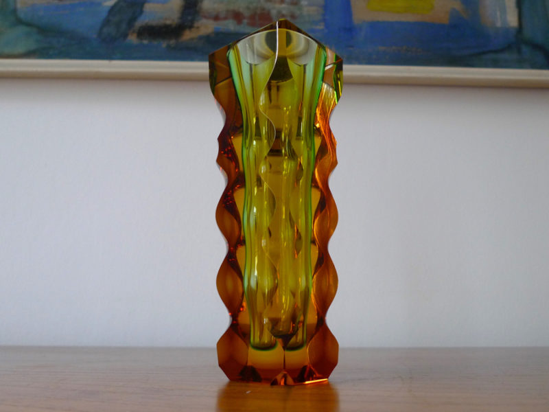 OLDRICH LIPSKY EXBOR FACETTED CUT GLASS VASE Czechoslovakia | placecalledspace