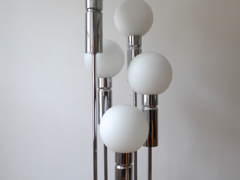 Mid-Century 5 Globe Glass & Chrome Floor Lamp, c. 1960s