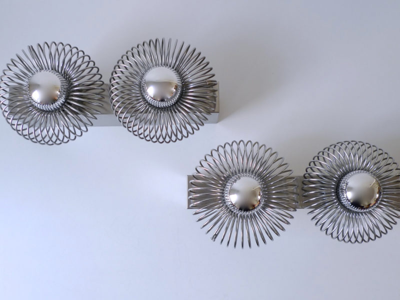 Pair of Space Age Spiral Wall Sconce Lights, c. 1970s