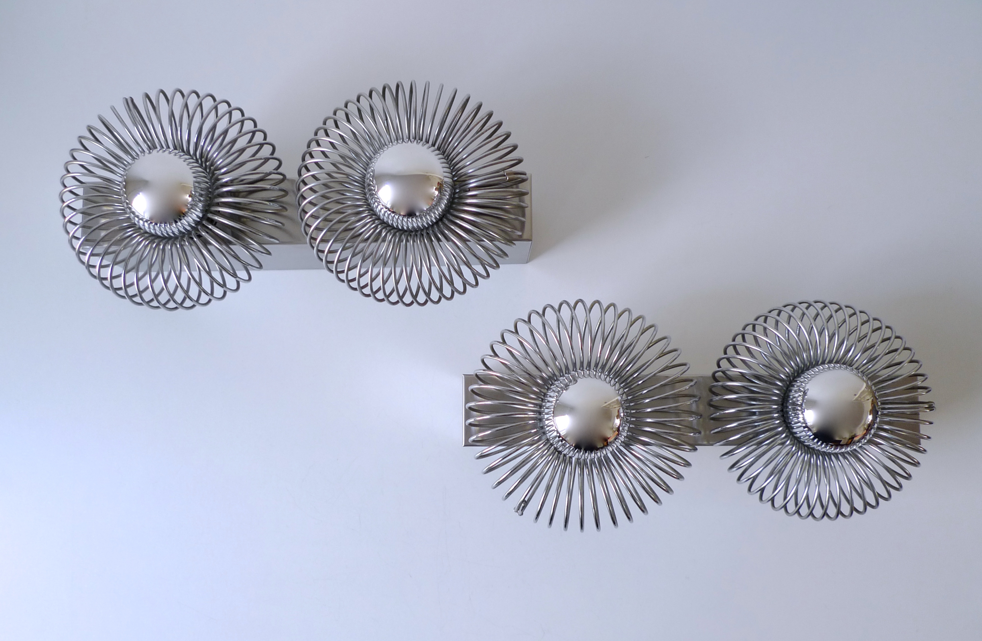 Pair of Space Age Spiral Wall Sconce Lights, c. 1970s