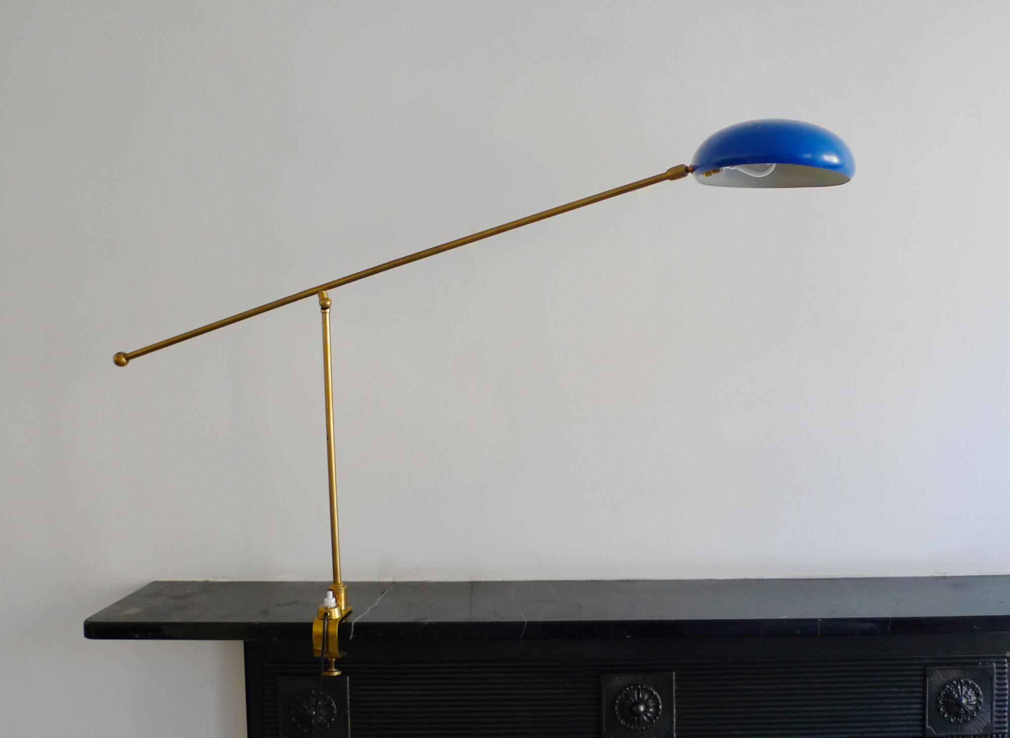 Italian Mid-Century Modernist Brass Clamp Desk Lamp, c.1950s