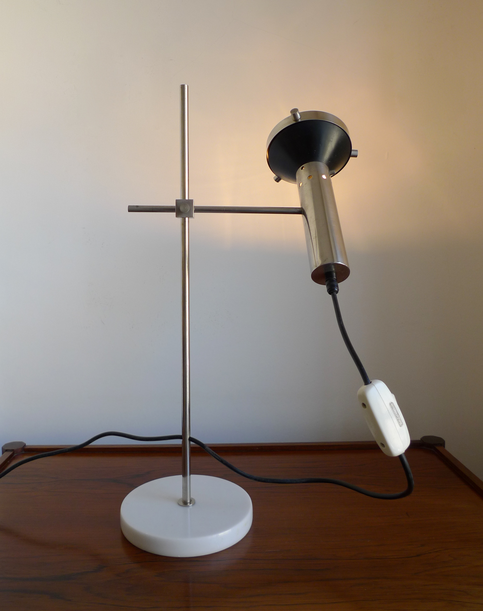 Mid-Century Italian Chrome & Marble Desk Lamp, 1960s