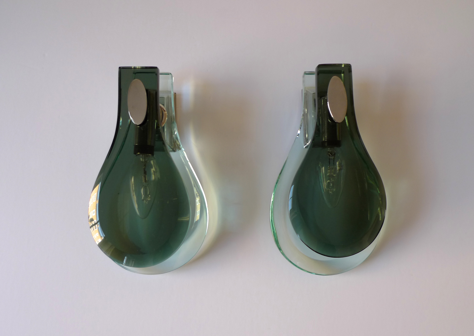 Mid-Century Max Ingrand Glass Sconces by Fontana Arte, c.1970s