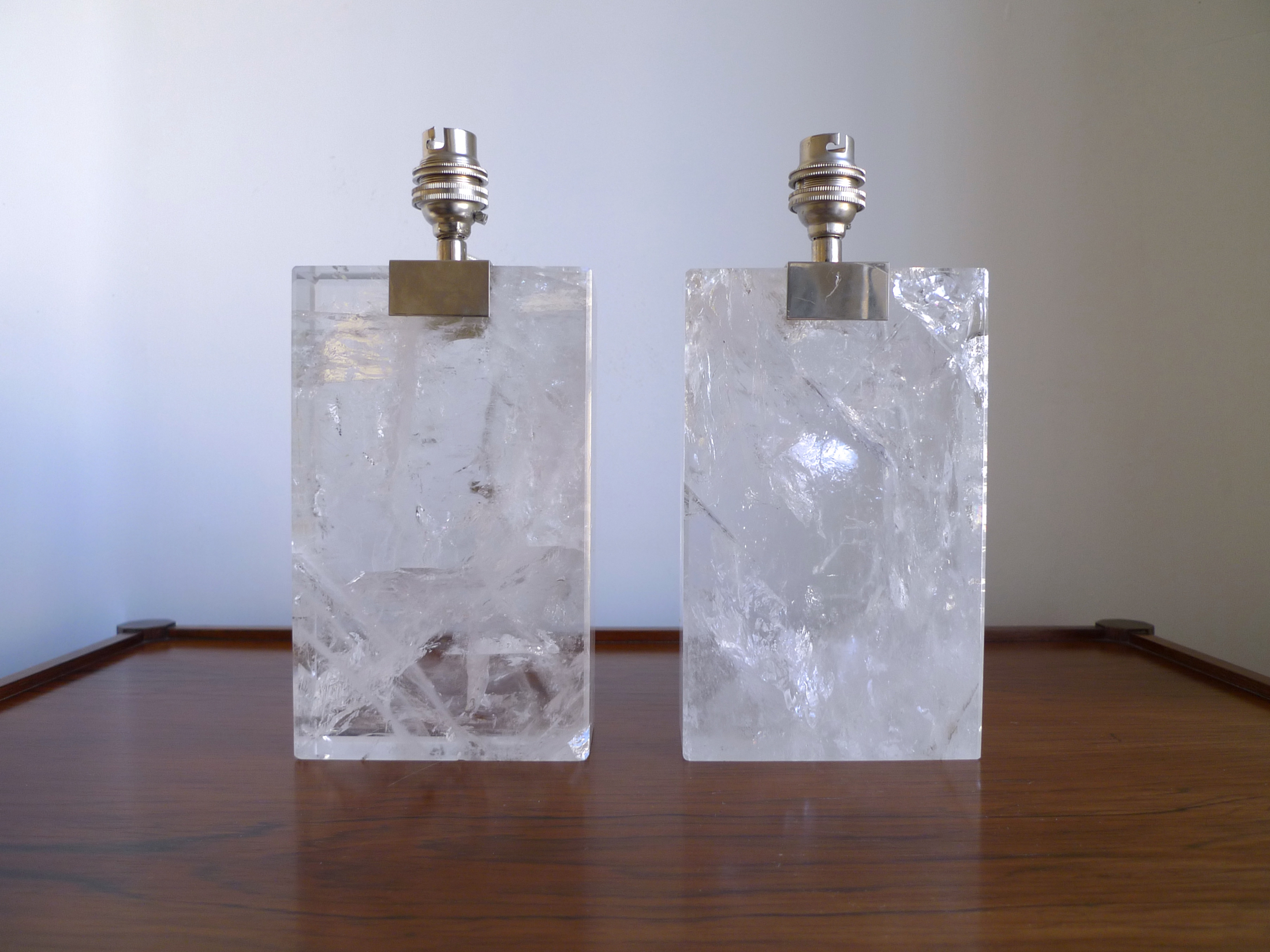 Pair Of Vintage French Rock Crystal Table Lamps