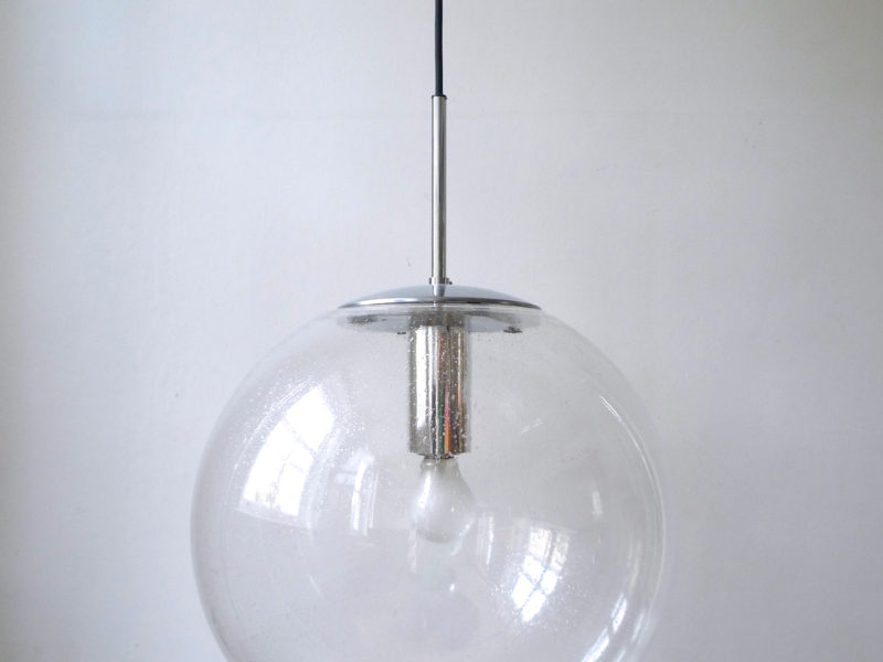 Mid-Century Glashütte Limburg Bubble Glass Globe Pendant Light, 1960s