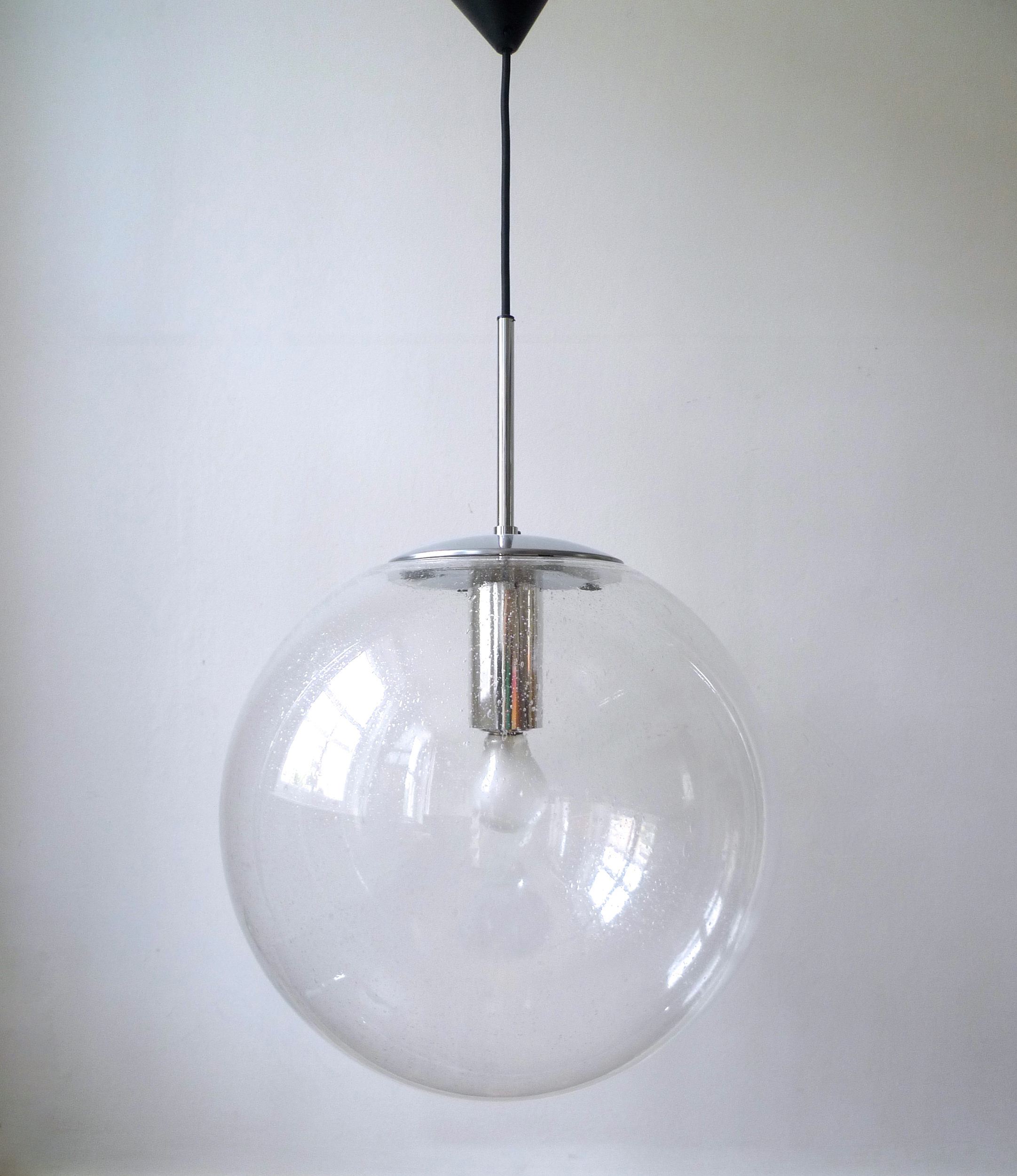 Mid-Century Glashütte Limburg Bubble Glass Globe Pendant Light, 1960s